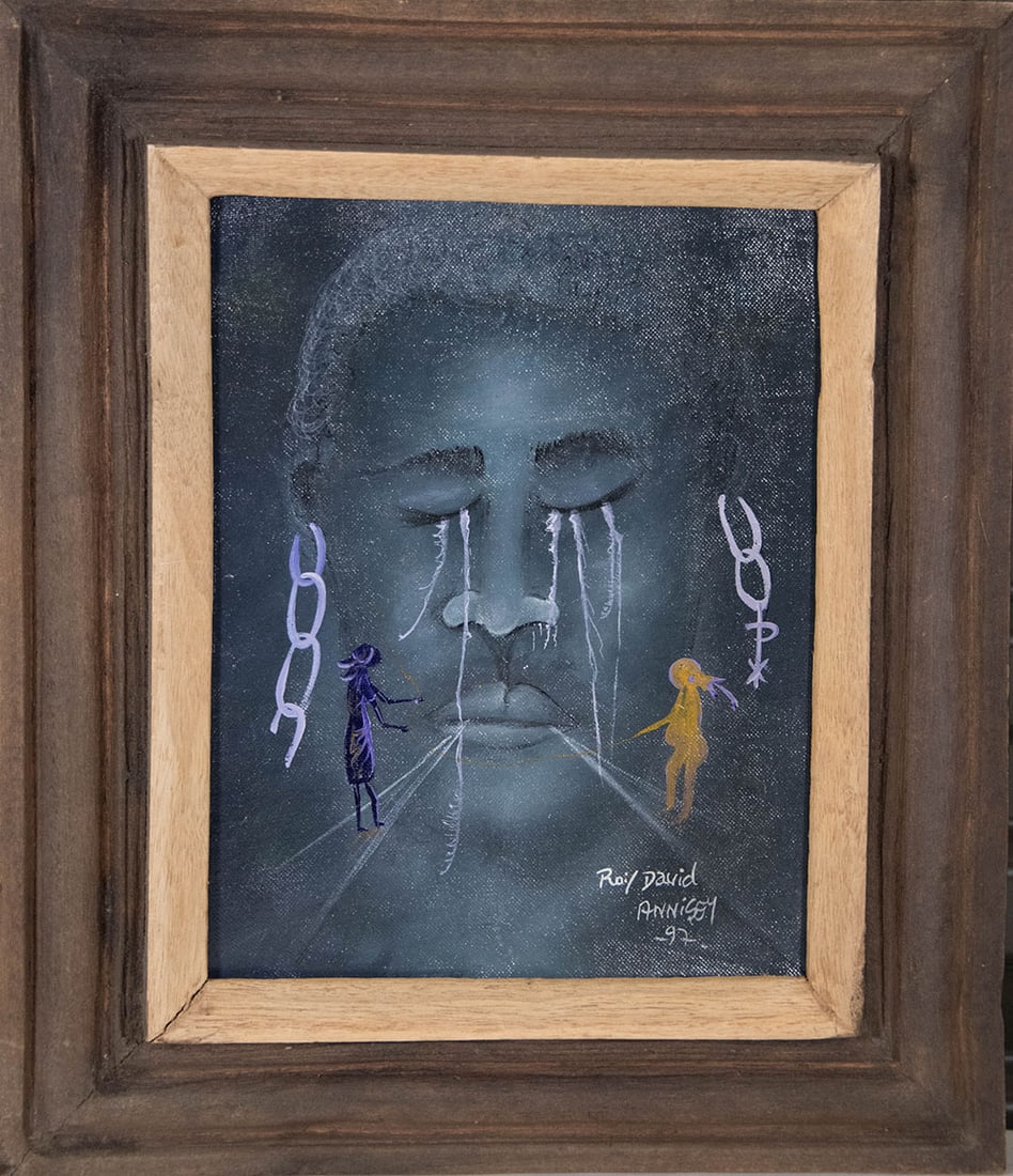Crying Eyes Original Haitian Painting by Roi David Annisey (1 of 1)