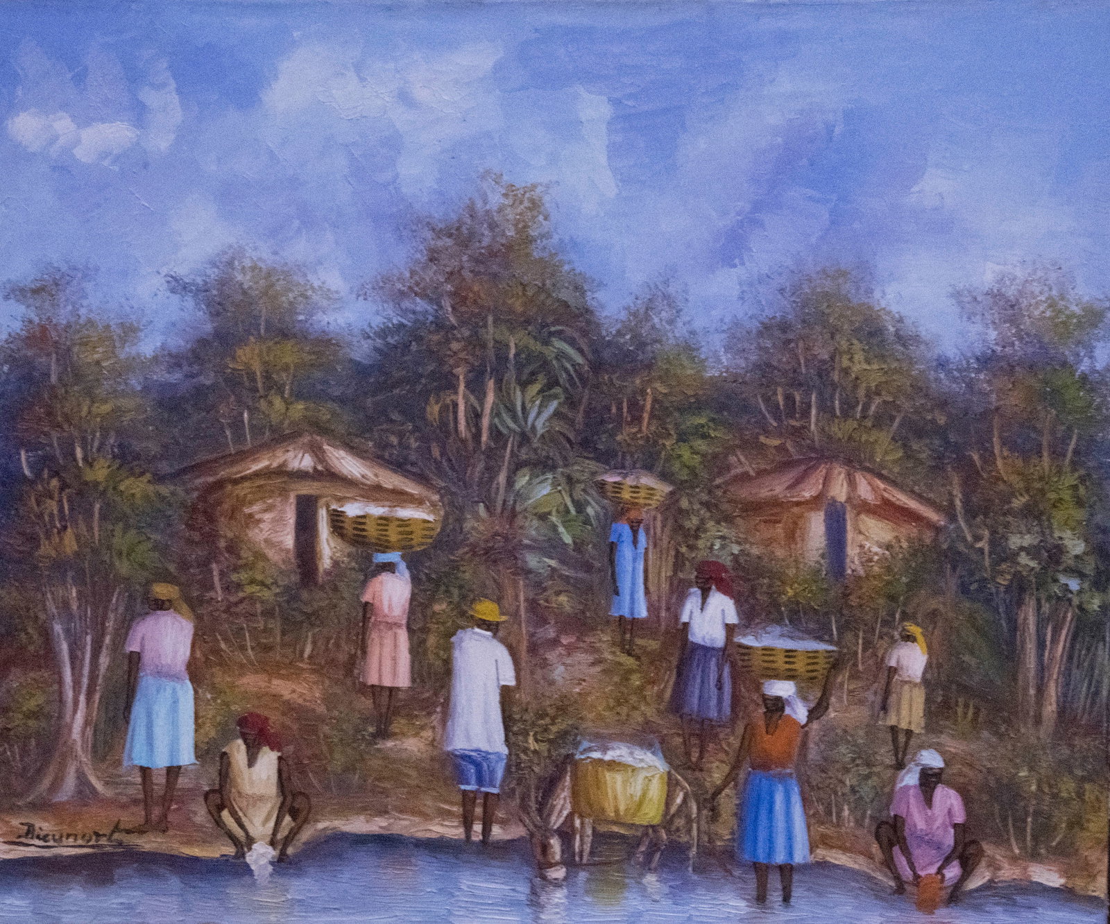 Original Haitian Painting by Dieunort Washing in the River (1 of 1)