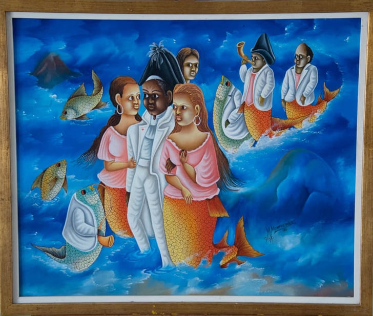 Marriage of Sirens Original Haitian Painting by Madsen Monpremier (1 of 1)