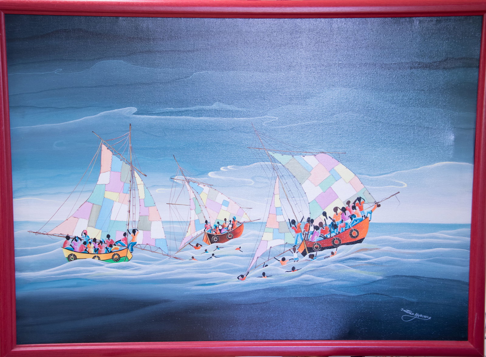 Sailing to Freedom Original Haitian Painting by Alphonse Inatace (1 of 1)