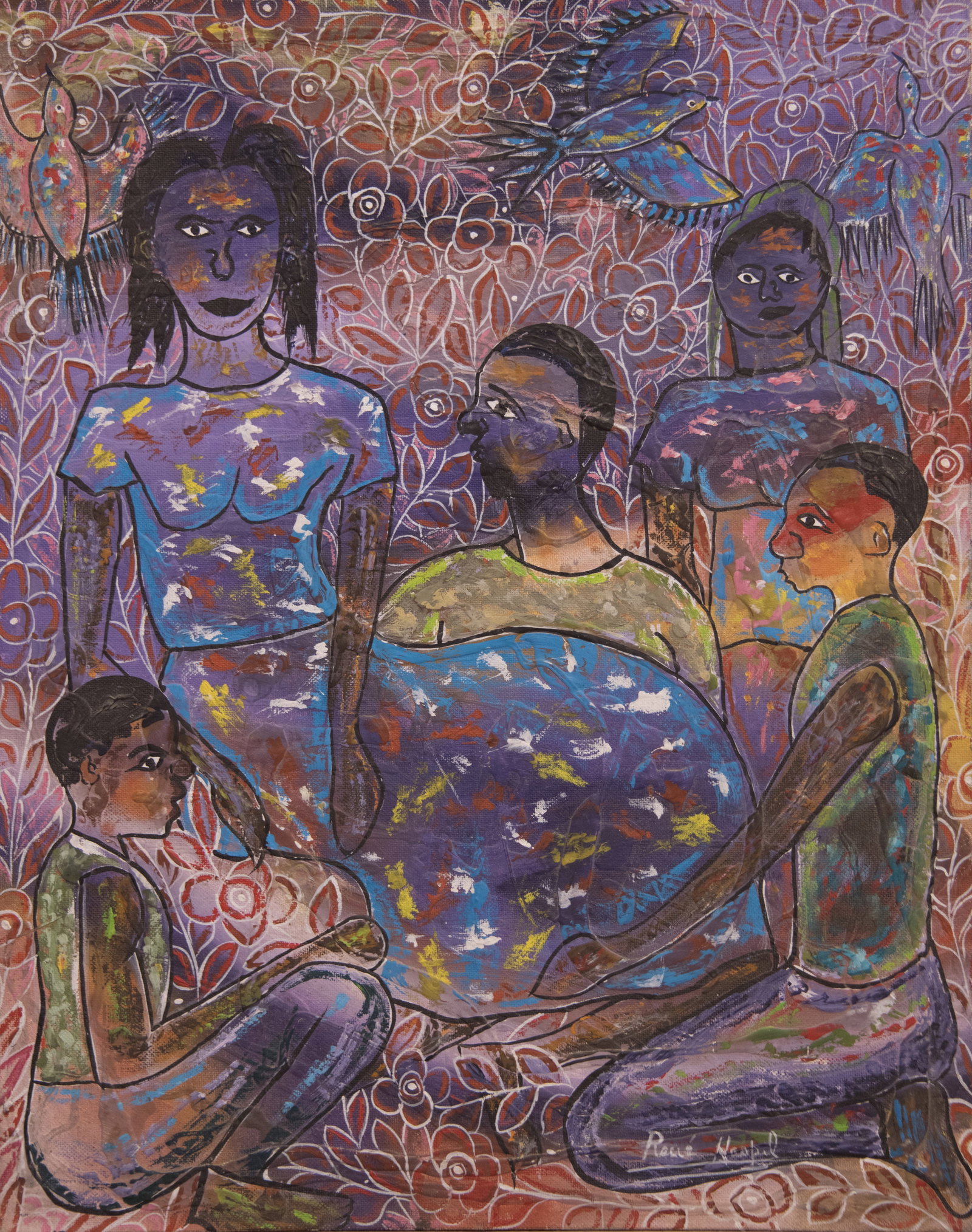 Family Original Haitian Painting by Rene Haspil (1 of 1)