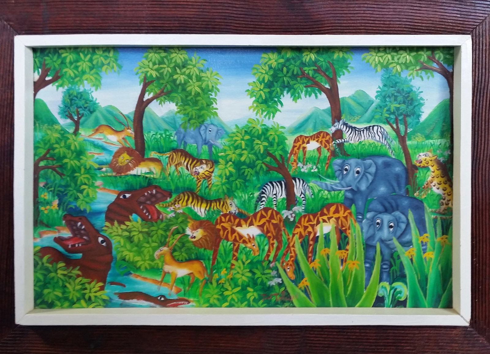 Josephal Telcine Original Haitian Painting Jungle Animals (1 of 1)