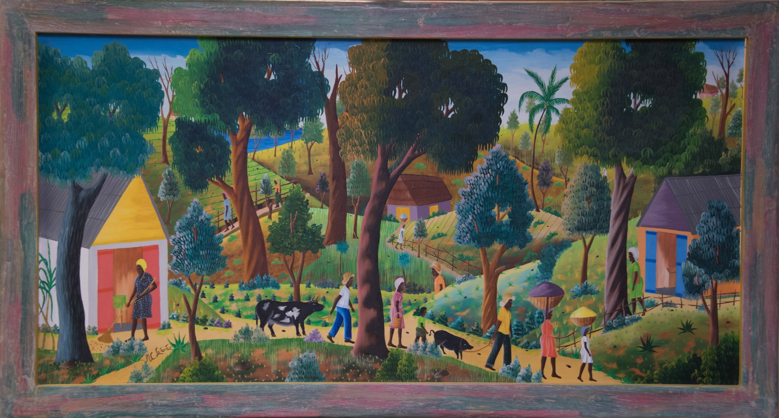 Walking to Market Original Haitian Painting by M.C. Latortue (1 of 1)