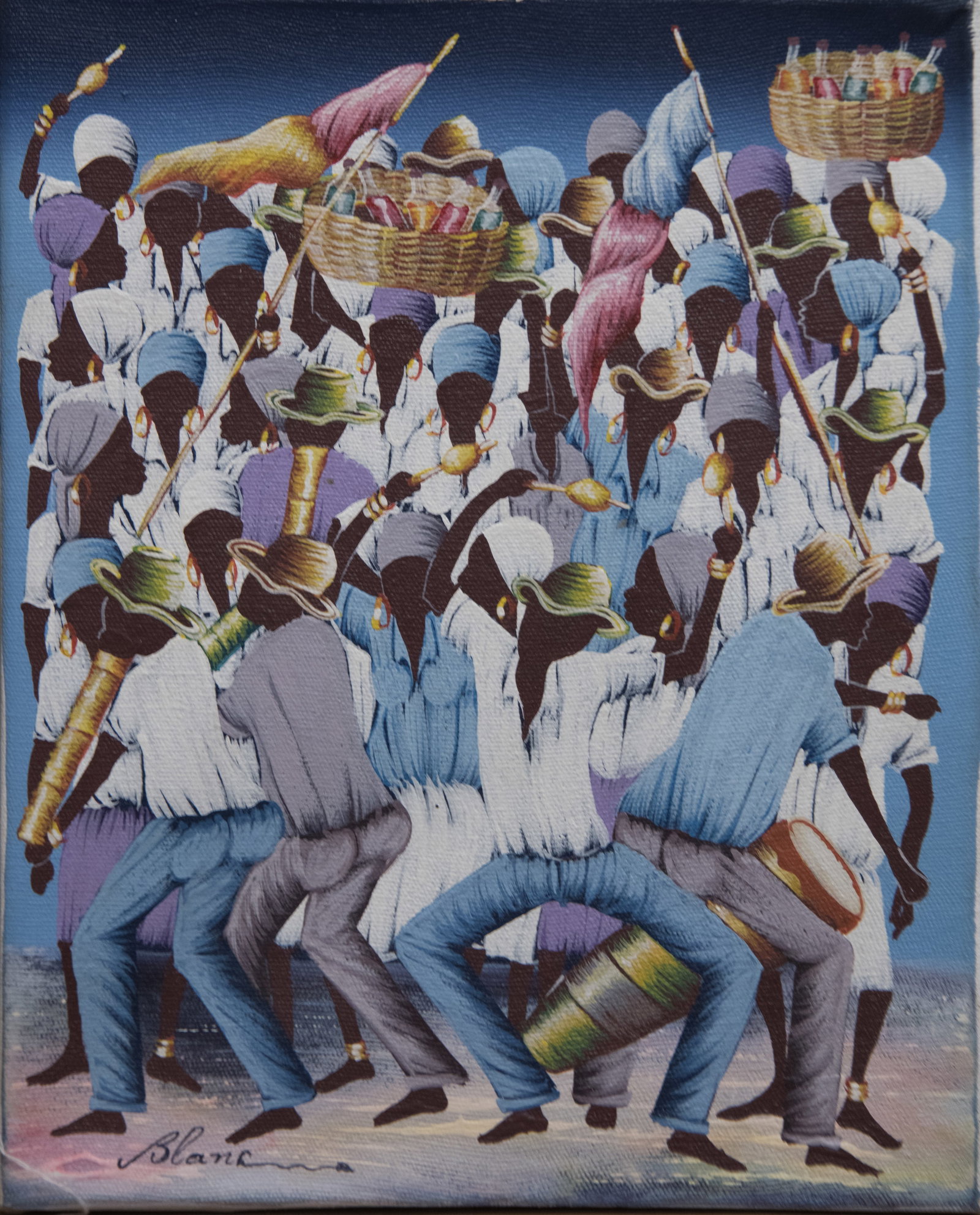 Crowd Celebrating (JCB) Original Haitian Painting by JeanClaude Blanc (1 of 1)