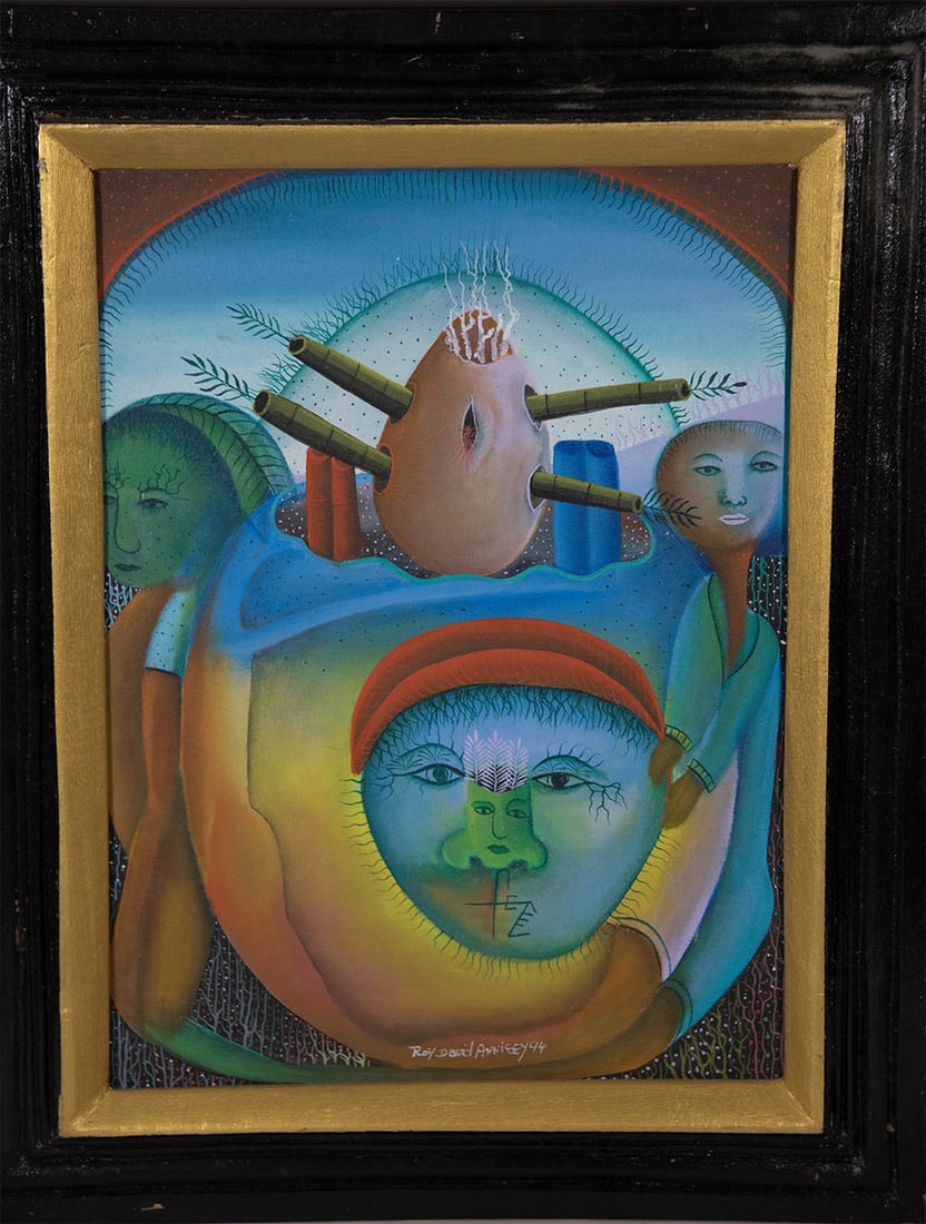 Four Faces Original Haitian Painting by Roi David Annisey (1 of 1)