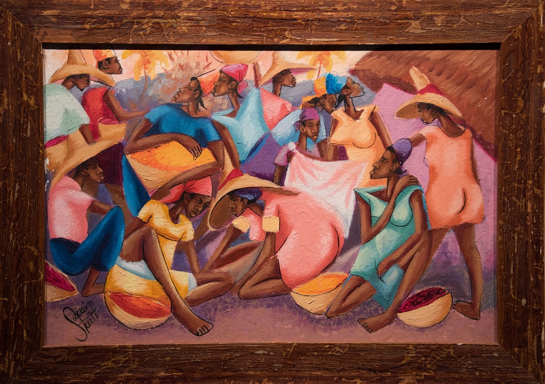 aWomen Gathering-2 Original Haitian Painting by Petion Savain (1 of 1)