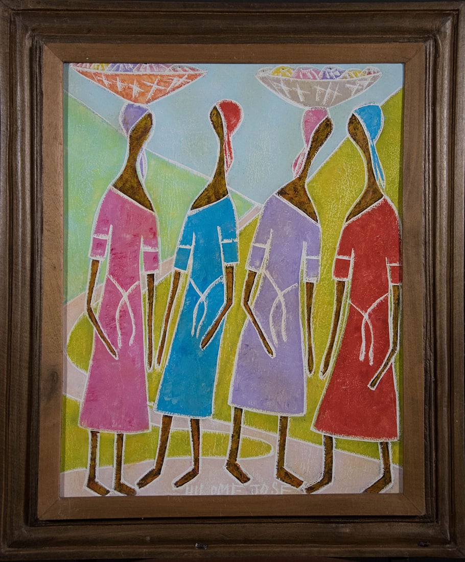 Ladies With Their Baskets On Their Heads Original Haitian Painting by Hilome Jose (1 of 1)