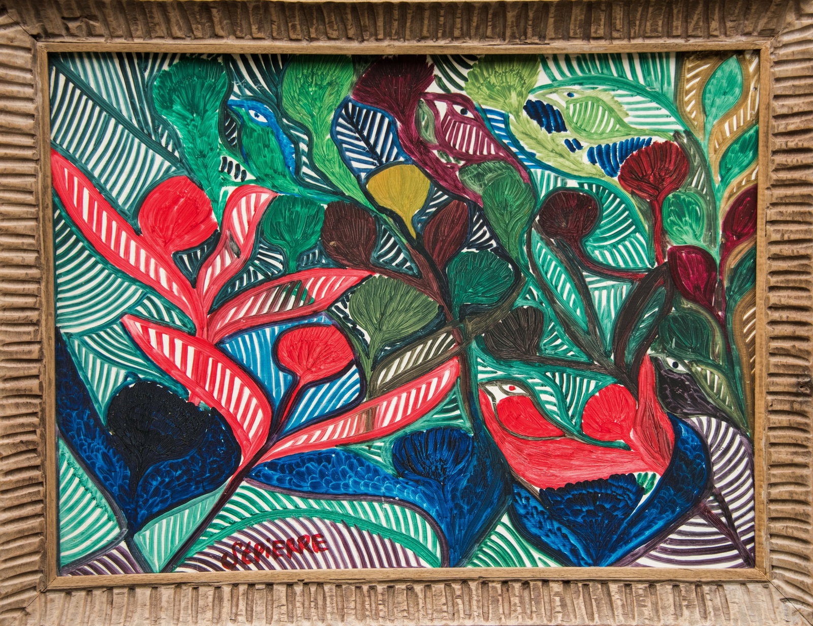 Floral Paradise Original Haitian Painting by St.Pierre Toussaint: Floral Paradise Original Haitian Painting by St.Pierre Toussaint Oil on Masonite