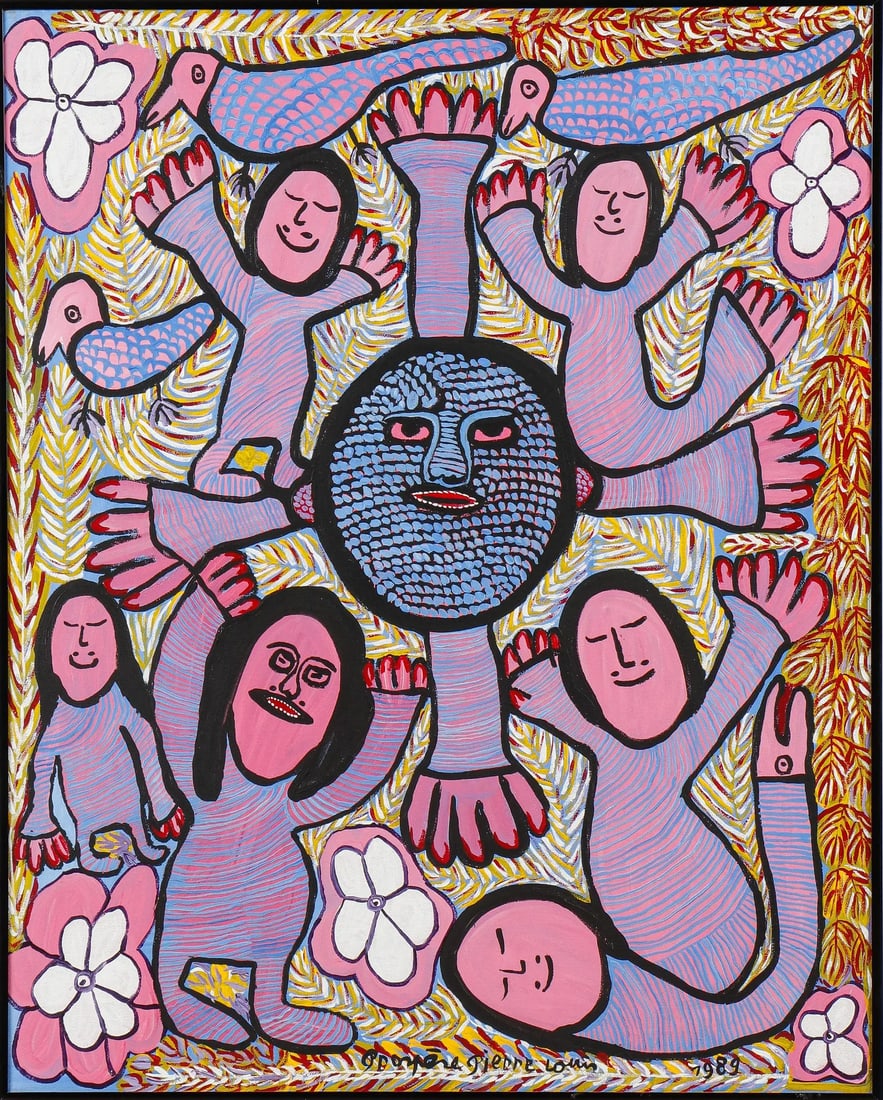 Faces, Birds, Flowers Original Haitian Painting by Prospere Pierre-Louis (1 of 1)