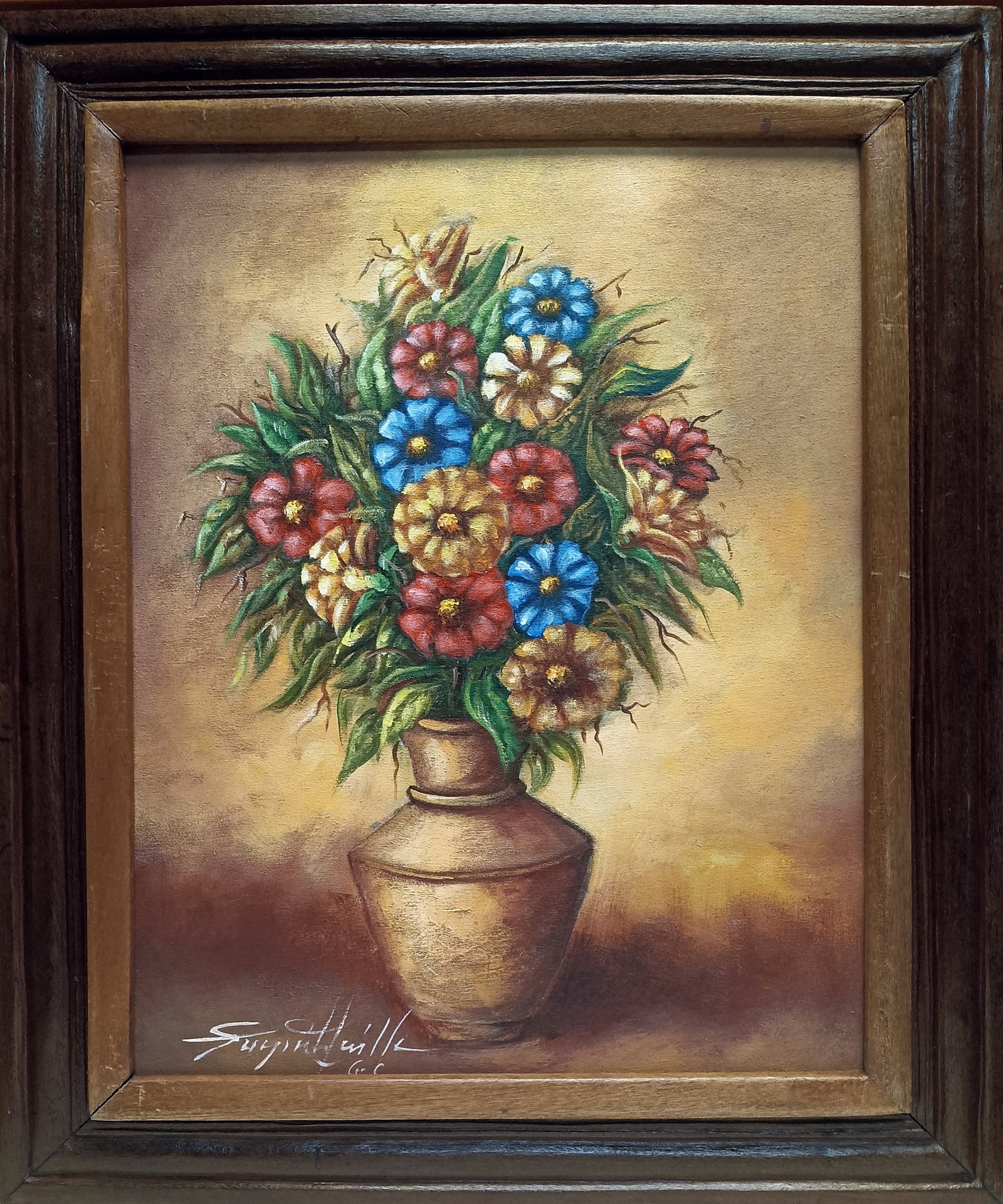 Vase and Flowers - Haitian Painting by Raymond Lafaille (1 of 1)