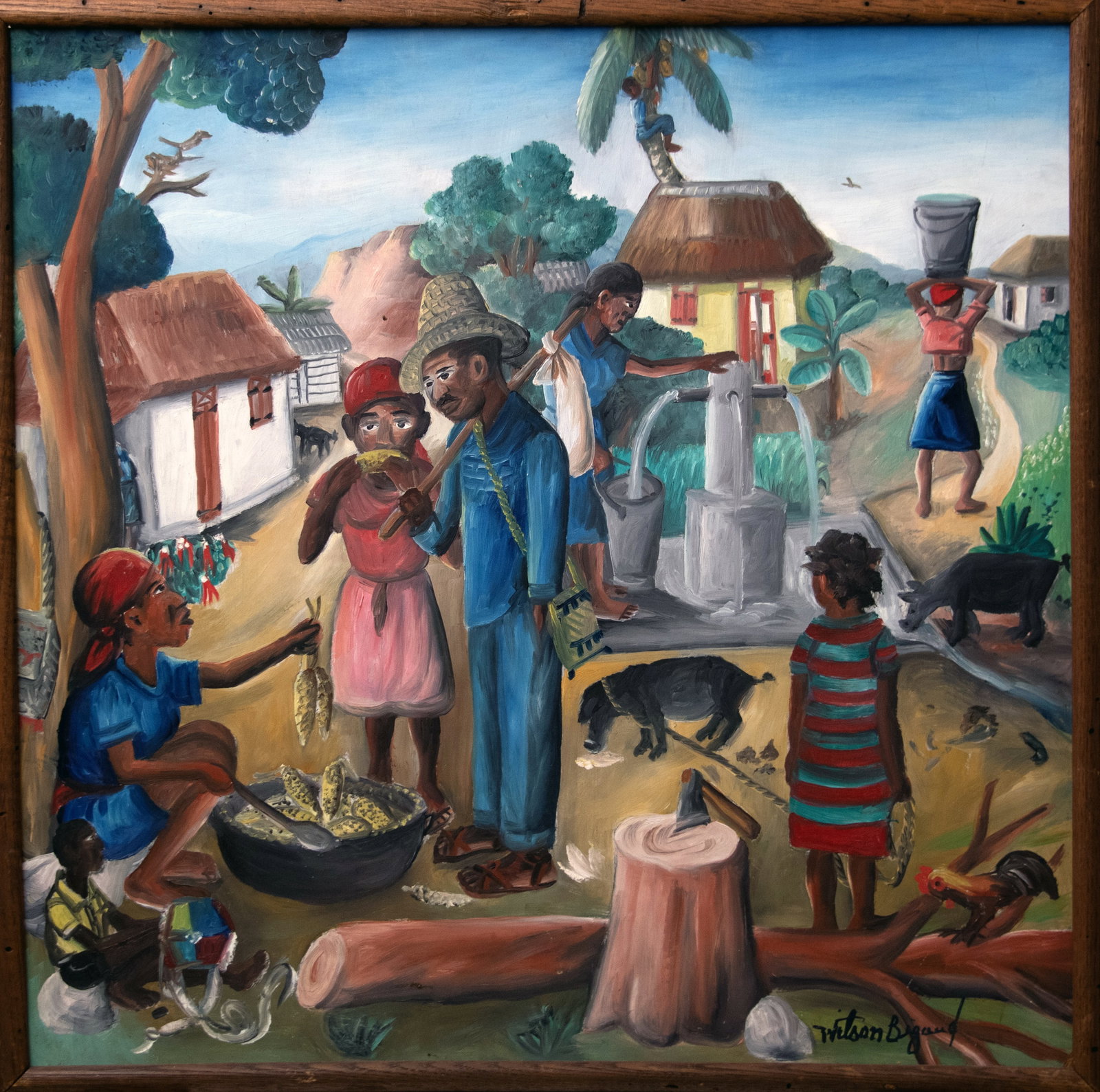 Village Scene Original Haitian Painting by Wilson Bigaud (1 of 1)