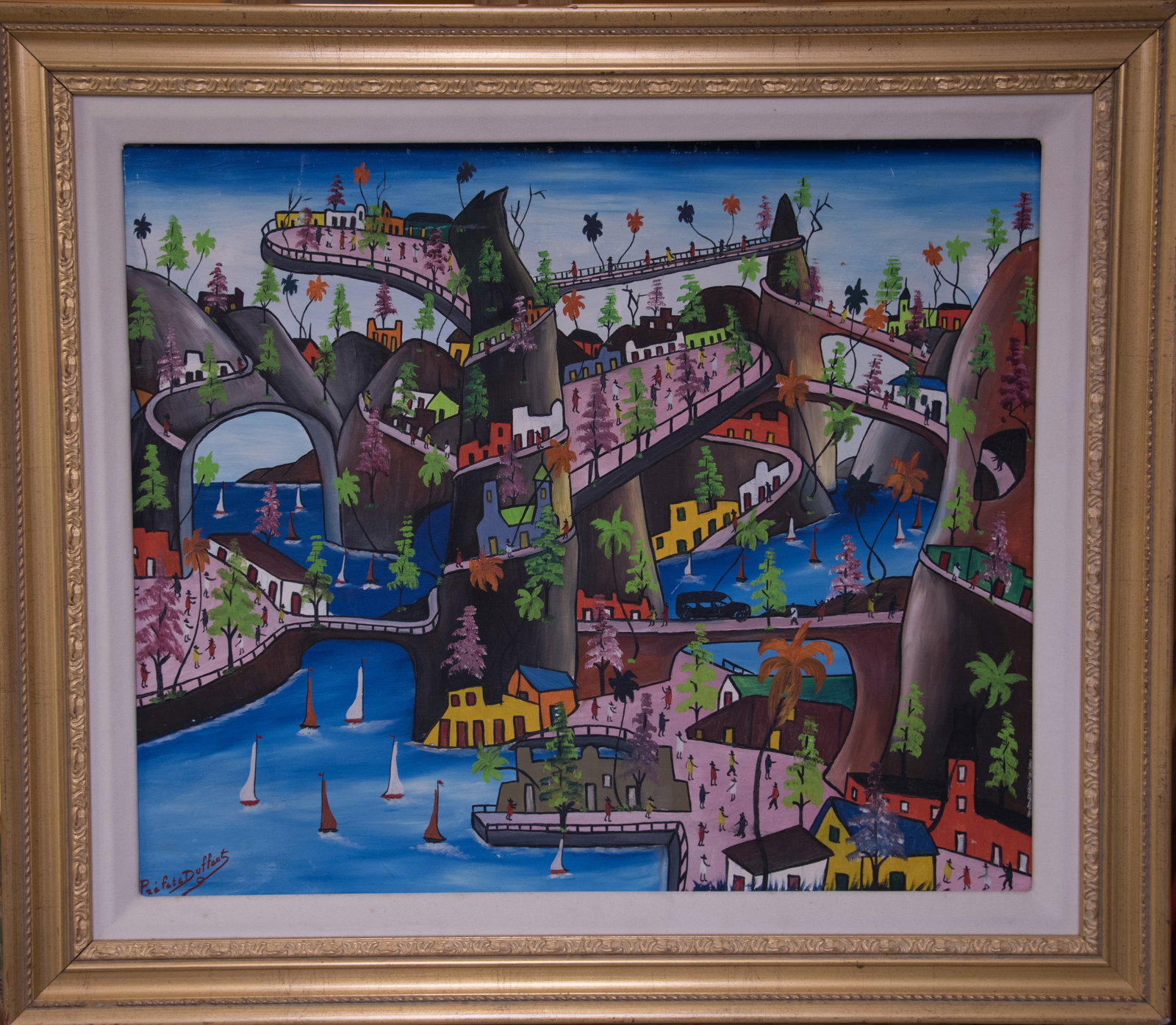 Ships, Tunnels, City Original Haitian Painting by Prefete Duffaut (1 of 1)