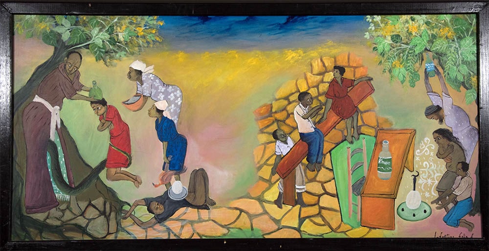 Sacrificial Offerings - Haitian Painting by Lafortune Felix: Sacrificial Offerings - Haitian Painting by Lafortune Felix Framed, Oil on Canvas FRAMED