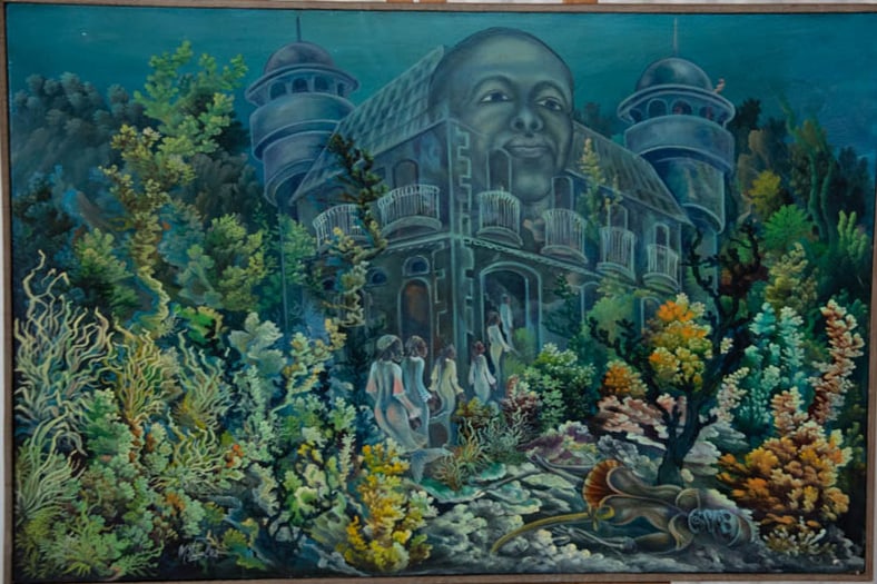The Palace of Dreams Original Haitian Painting by M. Vital: The Palace of Dreams Original Haitian Painting by M. Vital Oil on Canvas FRAMED