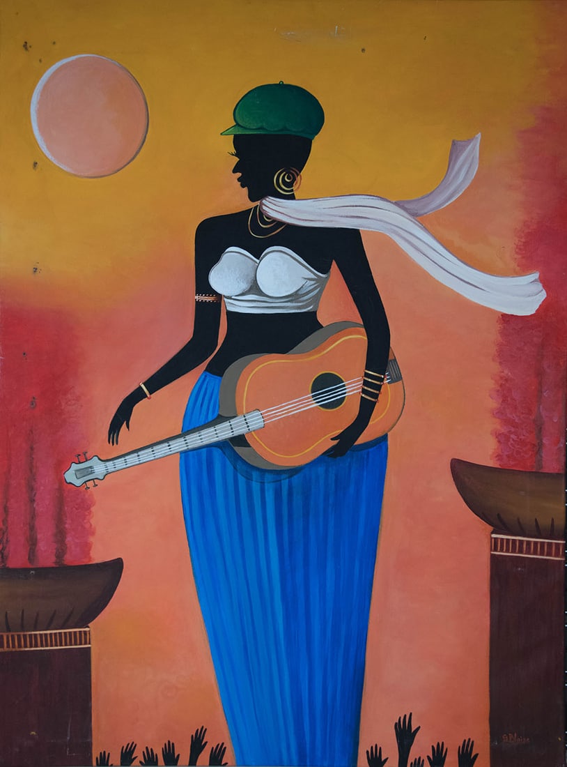 White Scarf Original Haitian Painting by Sterwin Blaise: White Scarf Original Haitian Painting by Sterwin Blaise Oil on Canvas No Frame Stretched