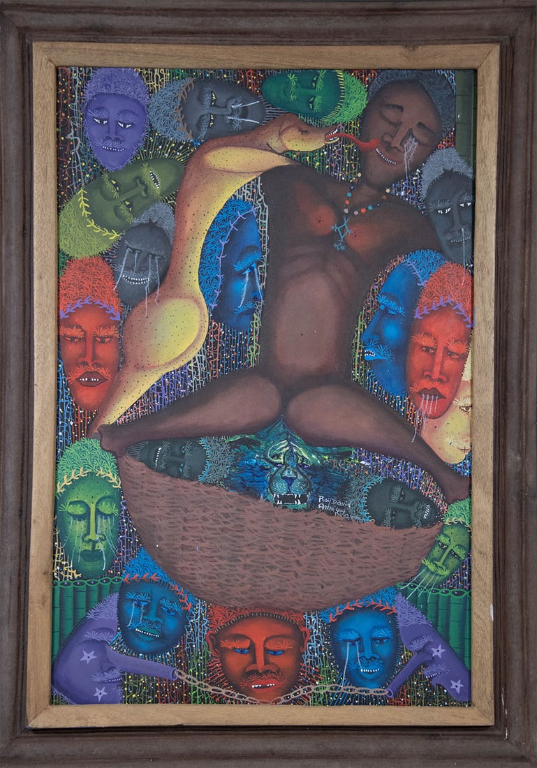 Original Haitian Painting by Roi David Annisey A figure and Many Faces: Original Haitian Painting by Roi David Annisey A figure and Many Faces Oil on Canvas