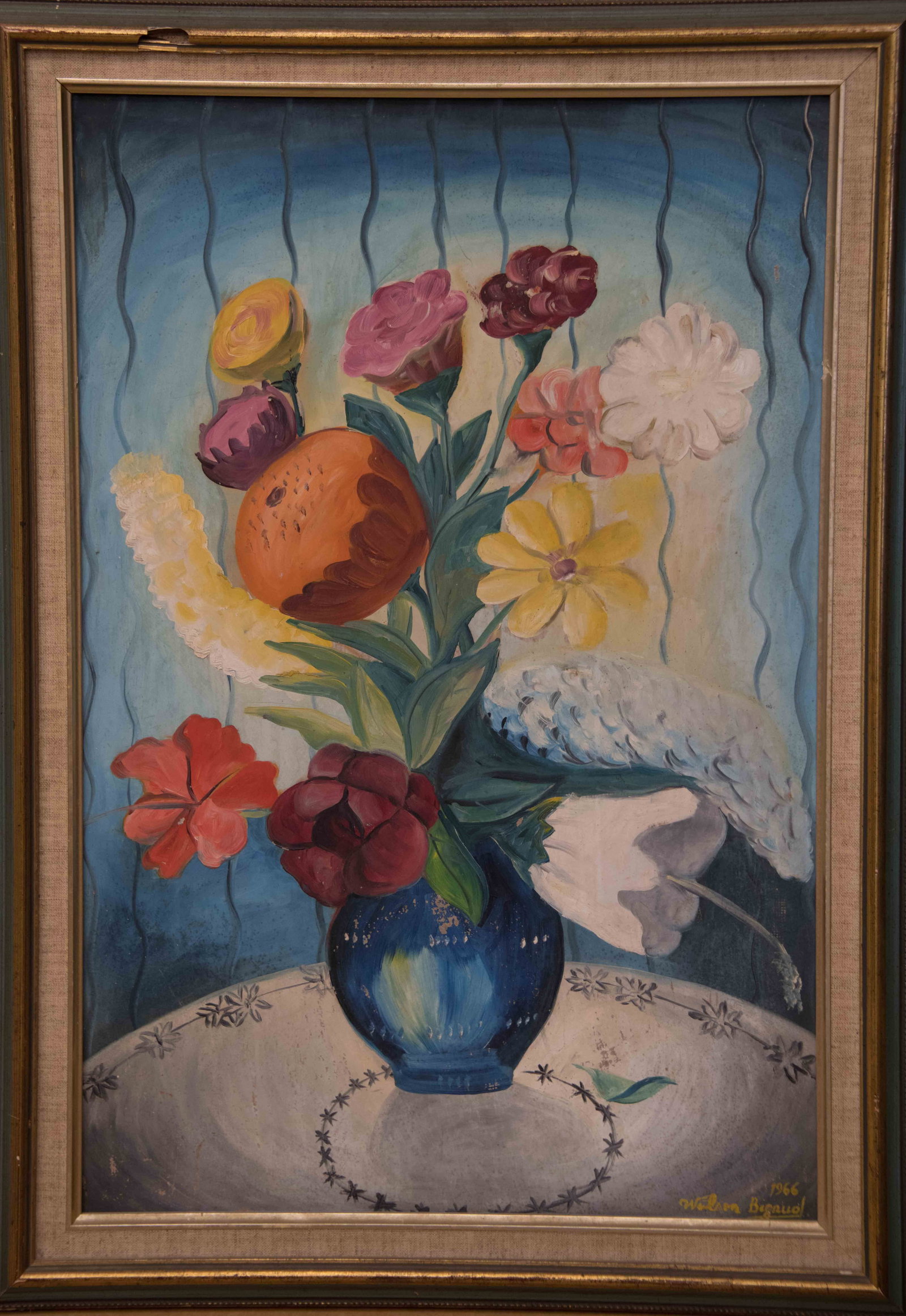 Vase of Flowers (1966) Original Haitian Painting by Wilson Bigaud (1 of 1)