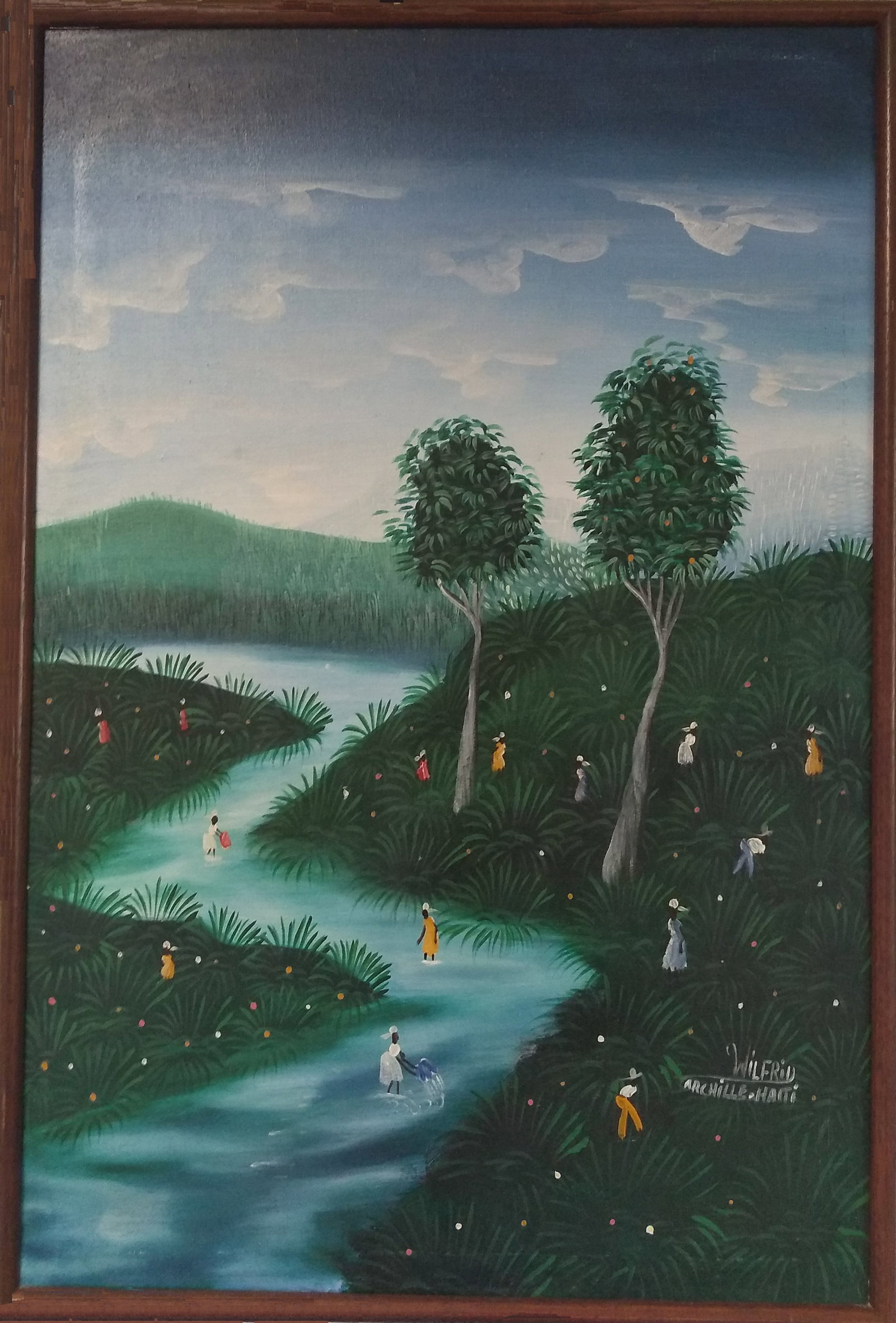 Archille Landscape Original Haitian Painting by Wilfred Daleus: Archille Landscape Original Haitian Painting by Wilfred Daleus Oil on Canvas