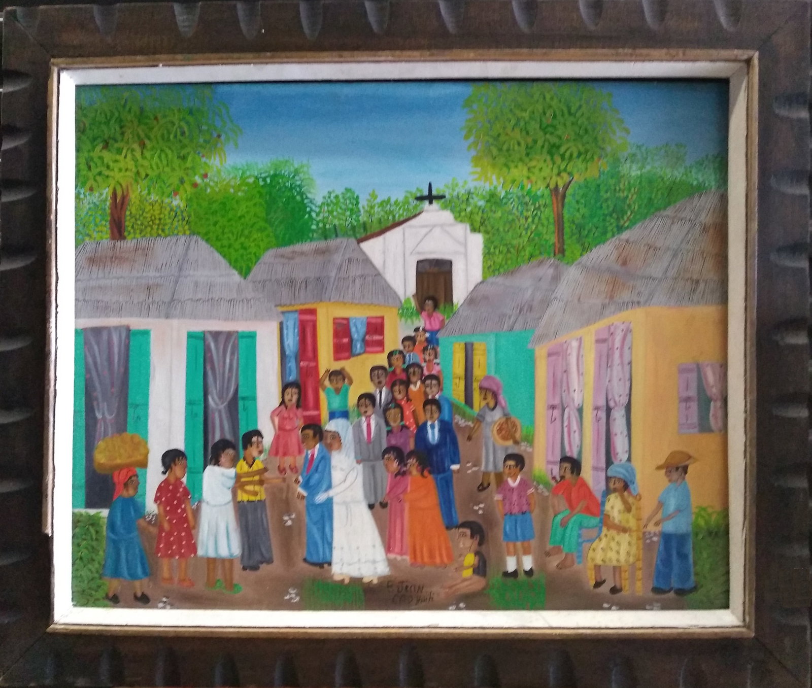 Original Haitian Painting by E. Jean Wedding Procession from Church (1 of 1)