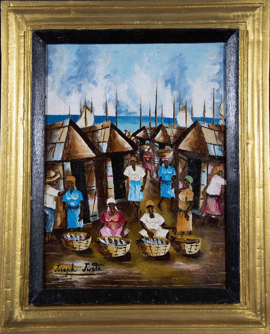 Four Ladies and Their Baskets Original Haitian Painting by Joseph Louis-Juste (1 of 1)