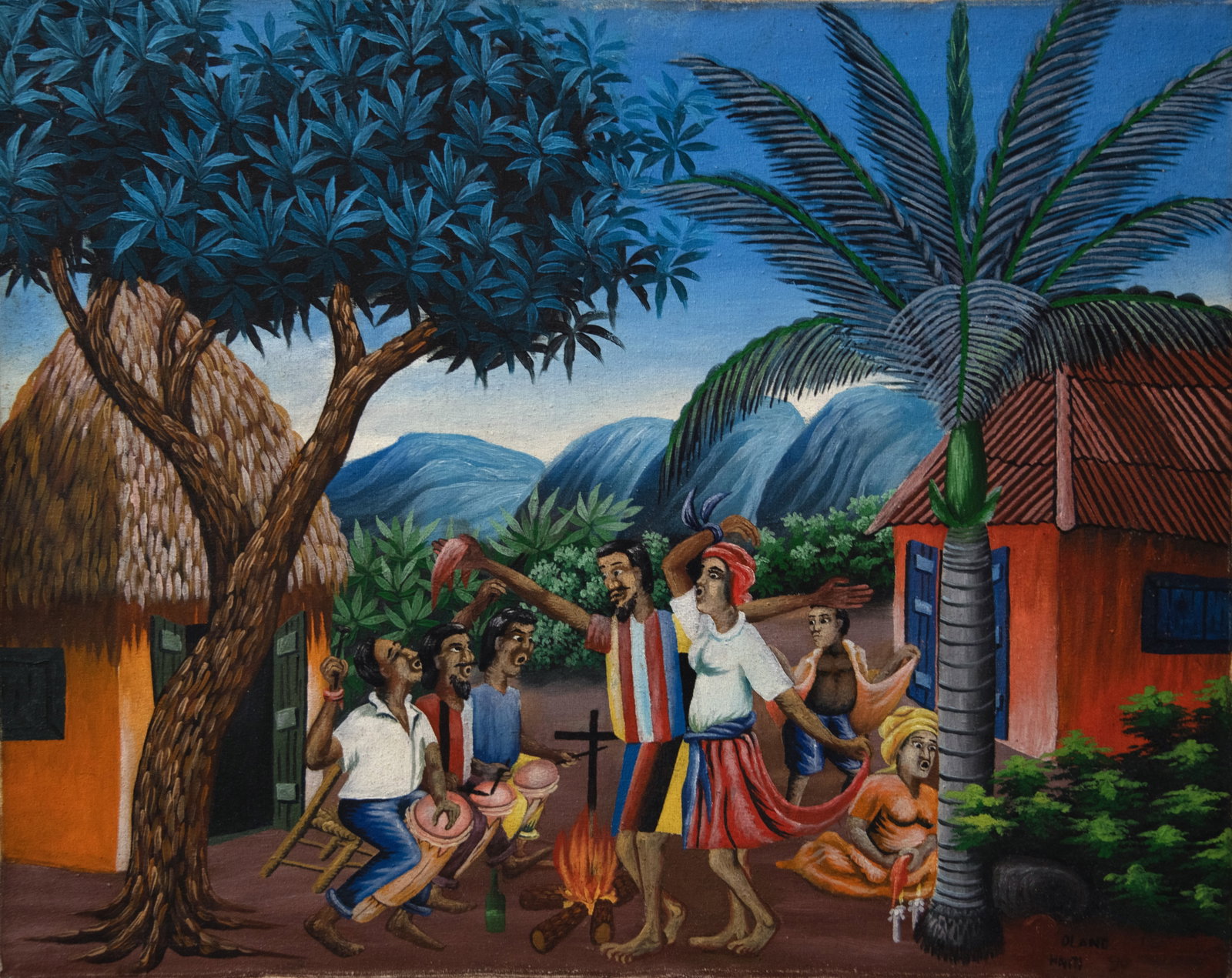 Street Ceremony Original Haitian Painting by Oland (1 of 1)