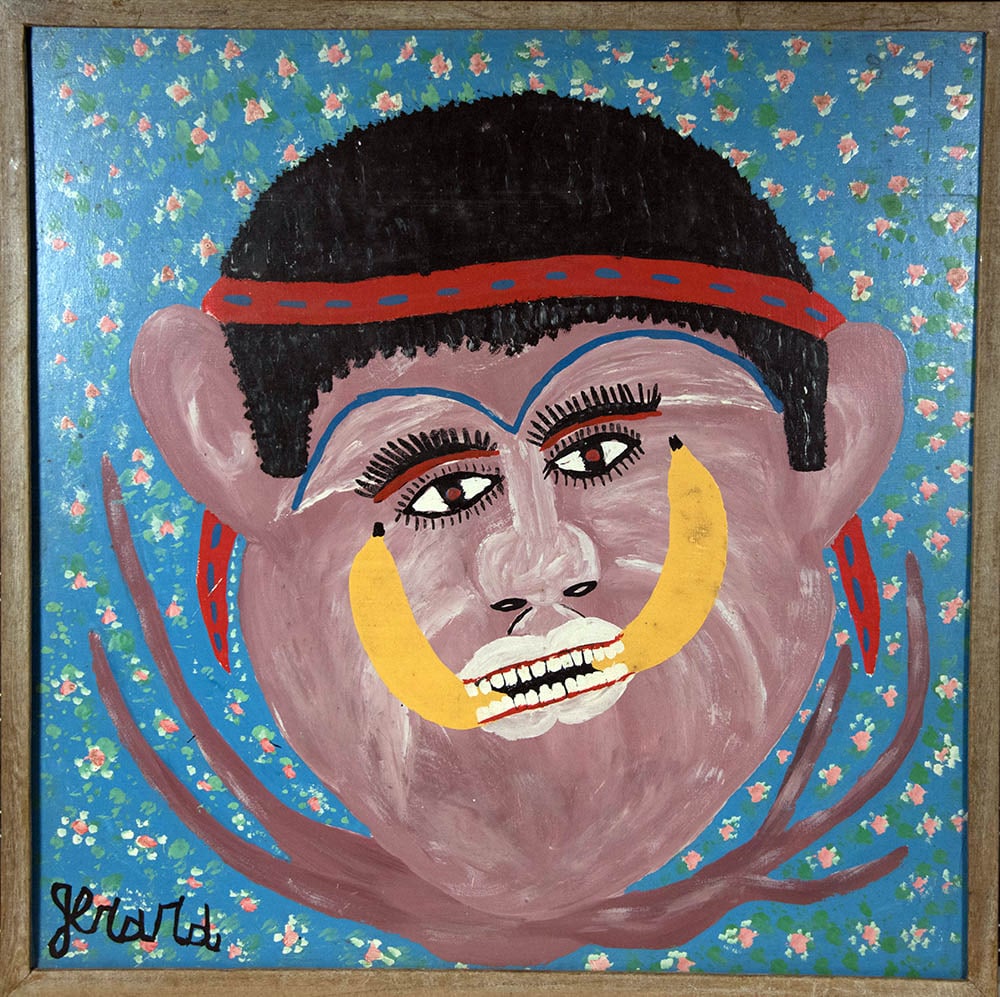 Creature with Banana Tusks Original Haitian Painting by Gerard Fortune (1 of 1)