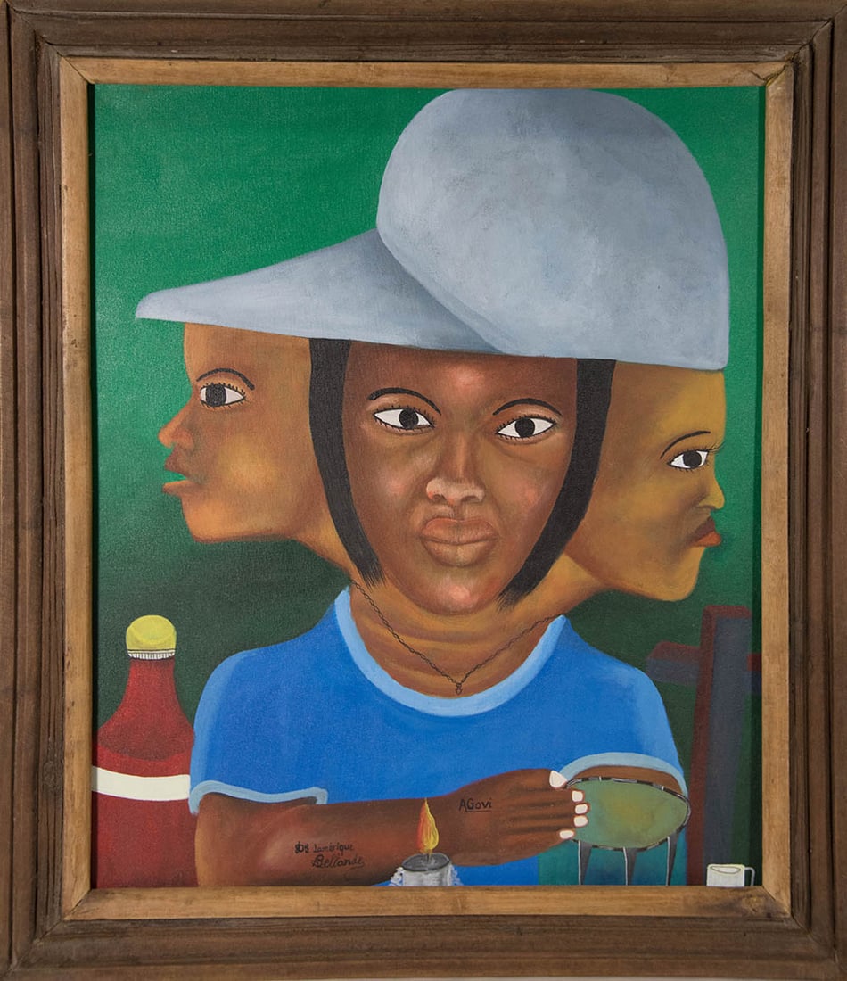 Lady With Three Faces Original Haitian Painting by Francois Bellande (1 of 1)