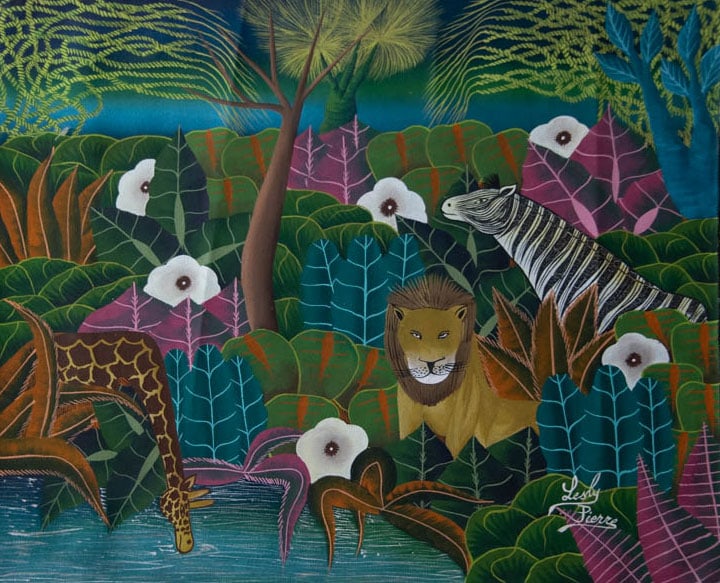 Haitian Landscape Original Haitian Painting by Lesly Pierre (1 of 1)