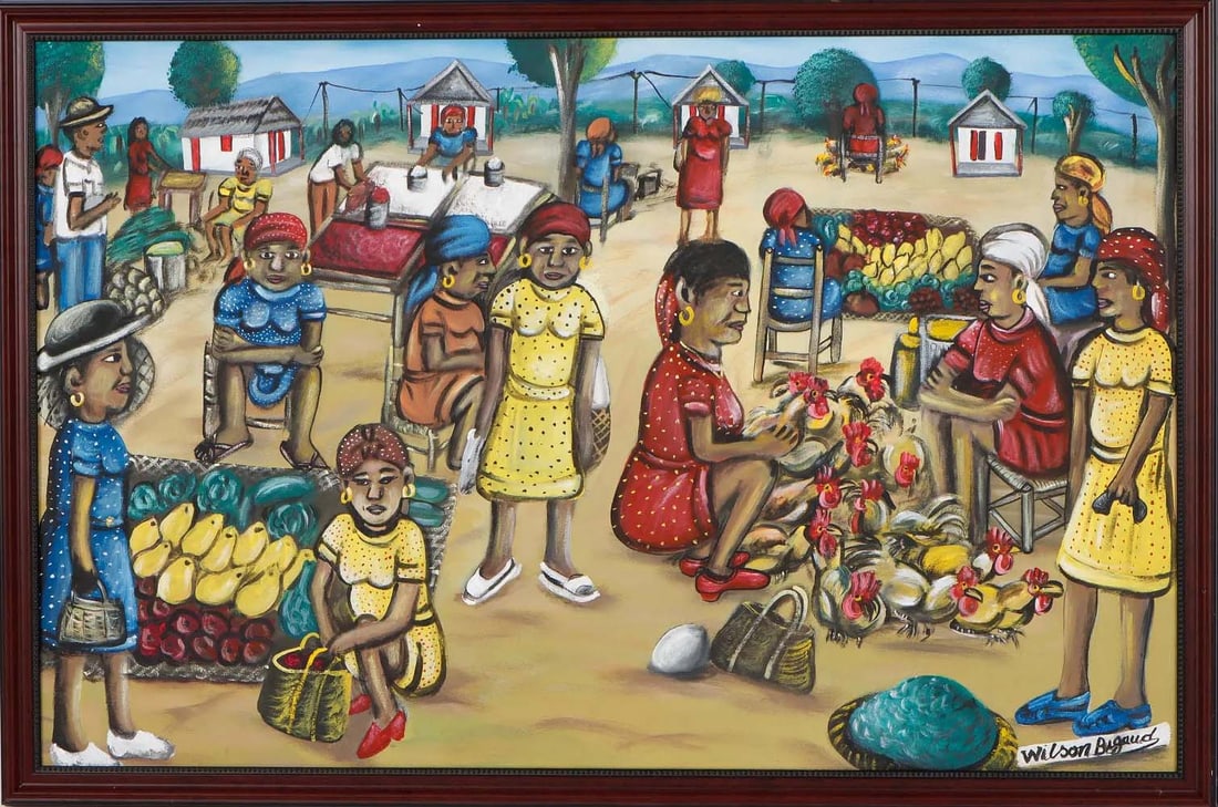 Market Scene Original Haitian Painting by Wilson Bigaud (1 of 1)