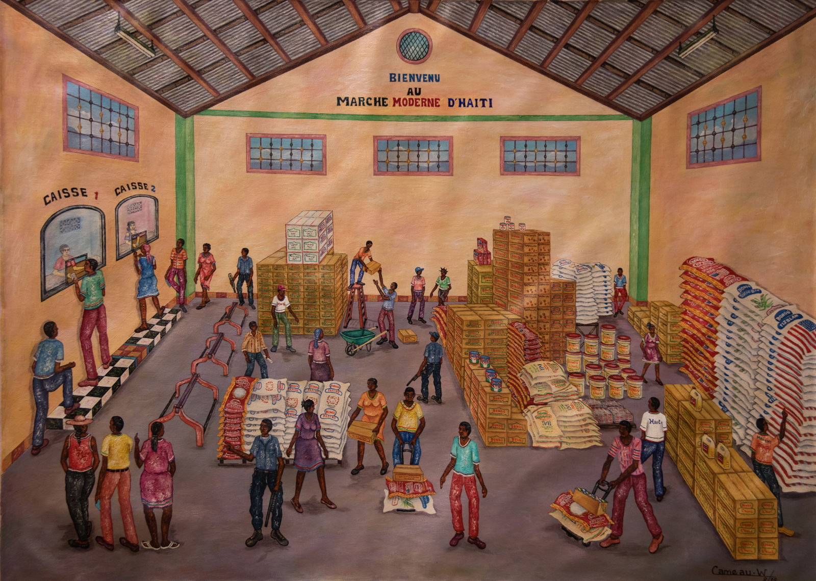 Orignial Haitian Painting by Widson Cameau Bienvenu au Marche moderne D'Haiti (1 of 1)