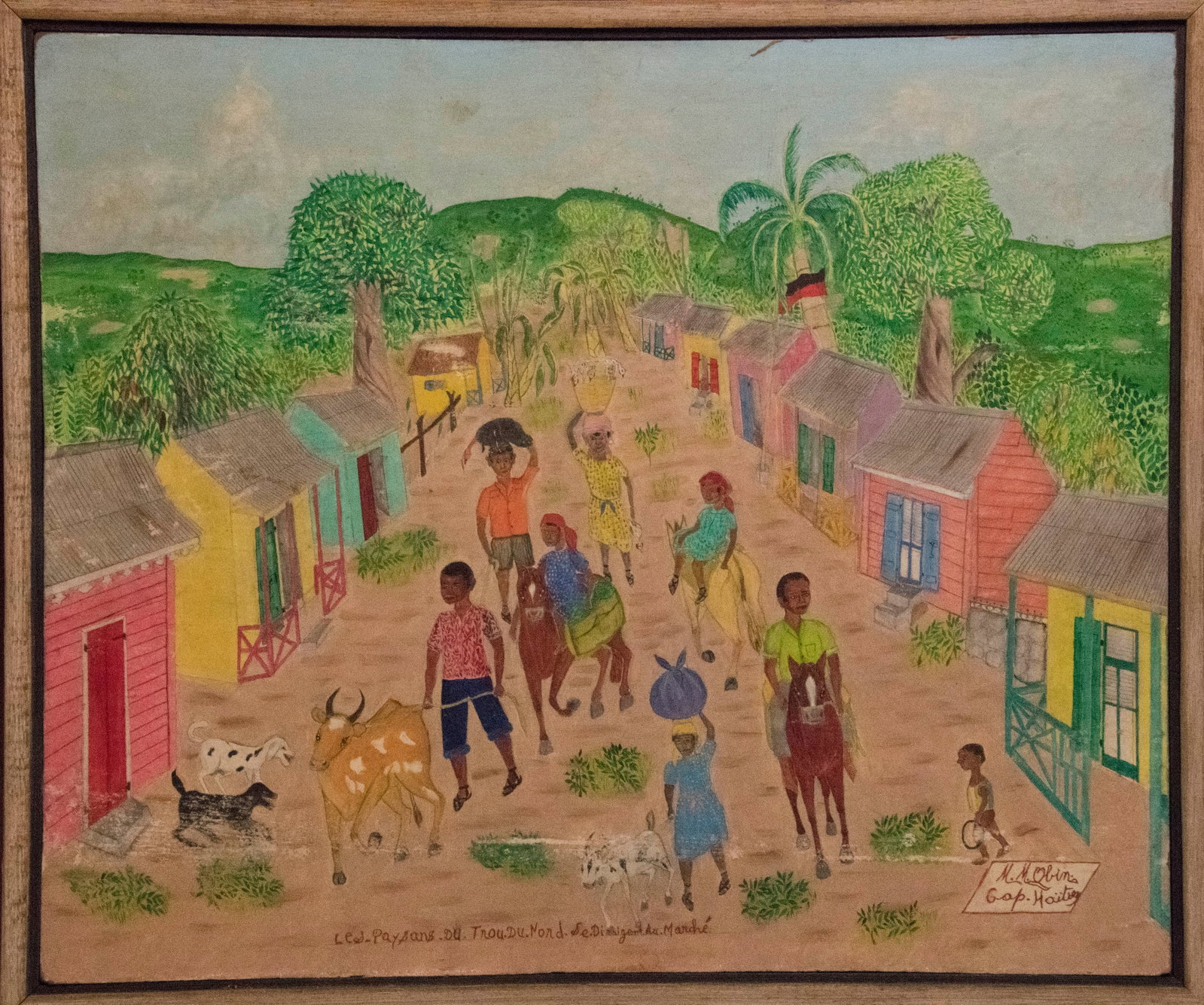 Original Haitian Painting by Michel Obin Natives on the Way to Market (1 of 1)