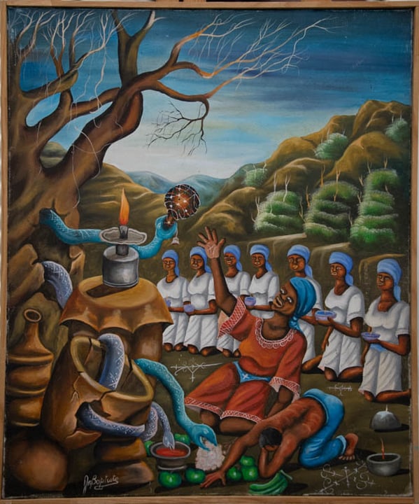 Original Haitian Painting by Jean-Baptiste Voodoo Ceremony (1 of 1)