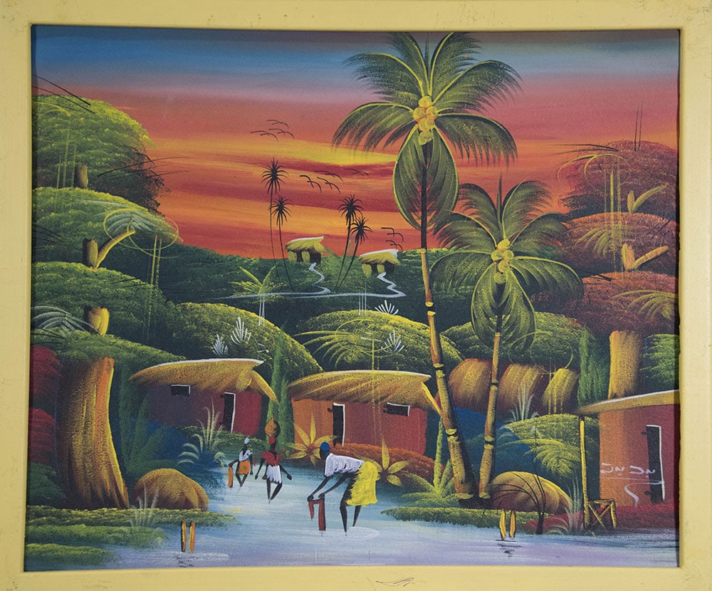 Doing Laundry In The River Original Haitian Painting by Jn.Jn. (1 of 1)