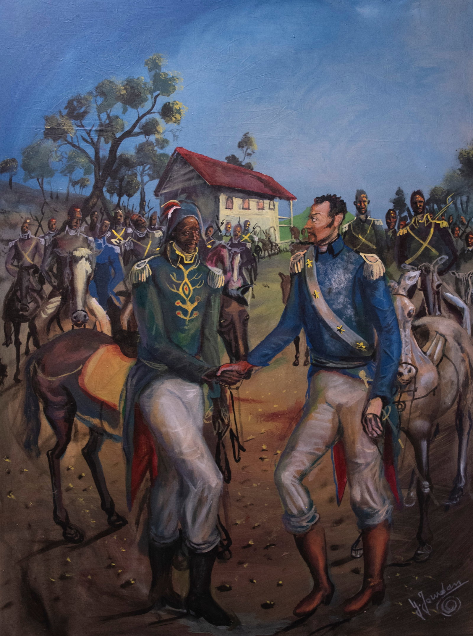 Meeting Between Dessalines and Petion Original Haitian Painting by Guy Jourdan (1 of 1)