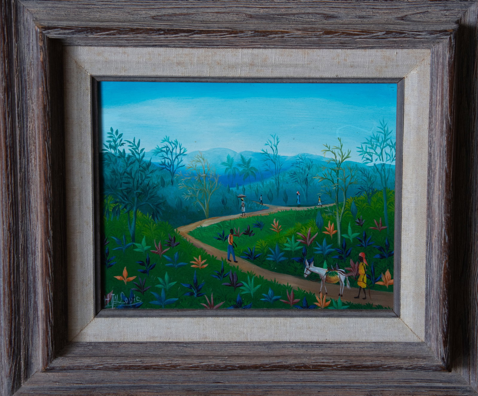 Donkey on Path Original Haitian Painting by Henri Jean-Louis (1 of 1)