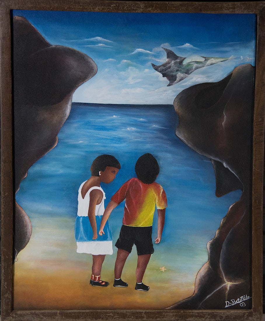 watching the Waves Original Haitian Painting by Dieudonne Bazile: watching the Waves Original Haitian Painting by Dieudonne Bazile Oil on Canvas