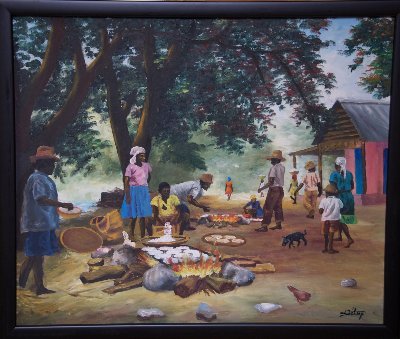 Around the Fire Original Haitian Painting by Fritzner Deluy (1 of 1)