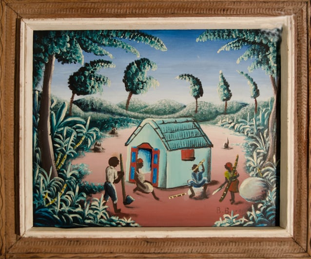 Cutting Cane-2 Original Haitian Painting by Bourmond Byron (1 of 1)