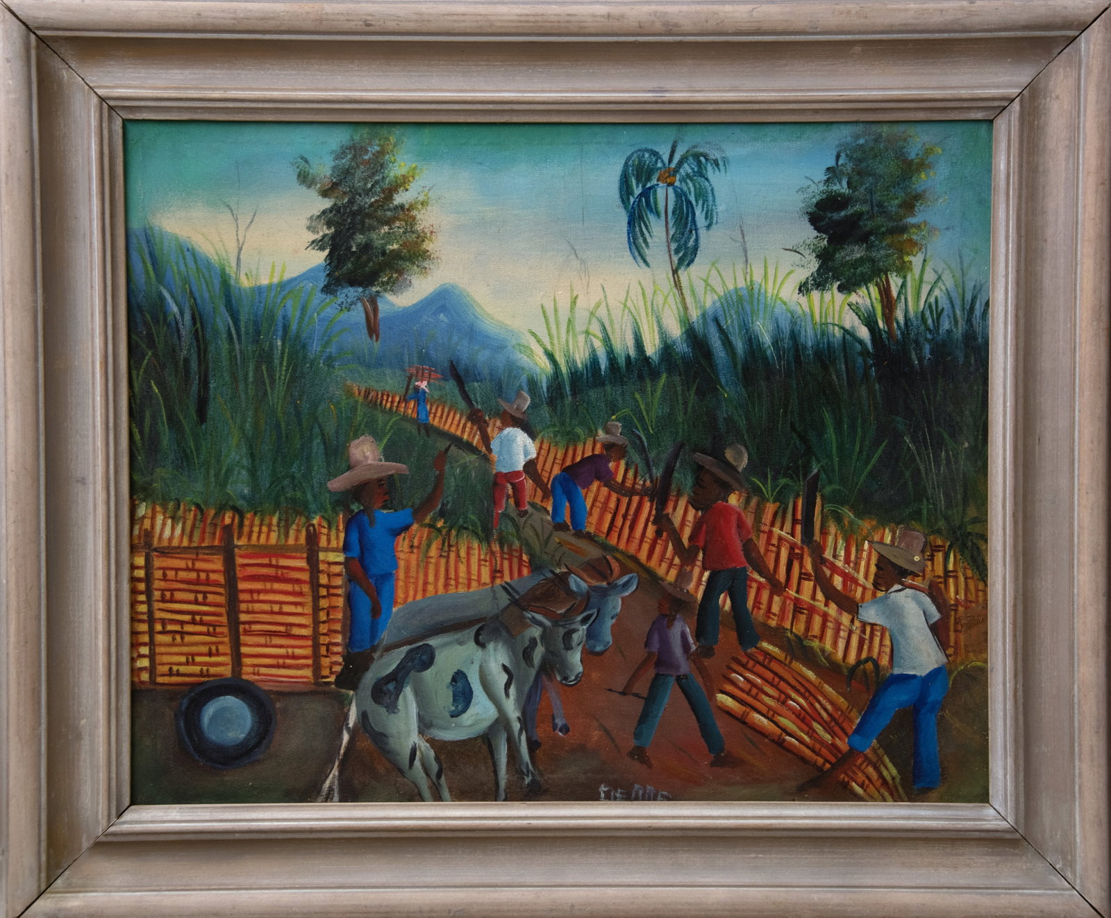Harvesting Sugarcane Original Haitian Painting by Pierre: Harvesting Sugarcane Original Haitian Painting by Pierre