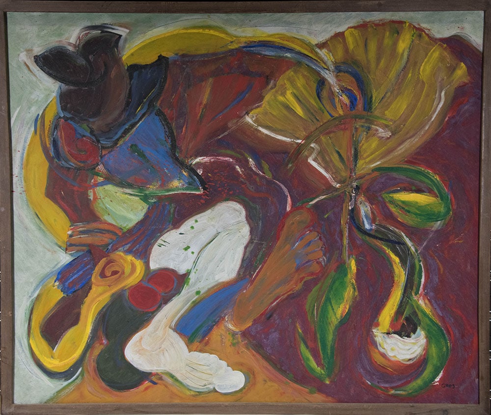 Abstract of Feet and Birds Original Haitian Painting by Gros: Abstract of Feet and Birds Original Haitian Painting by Gros Oil on Canvas