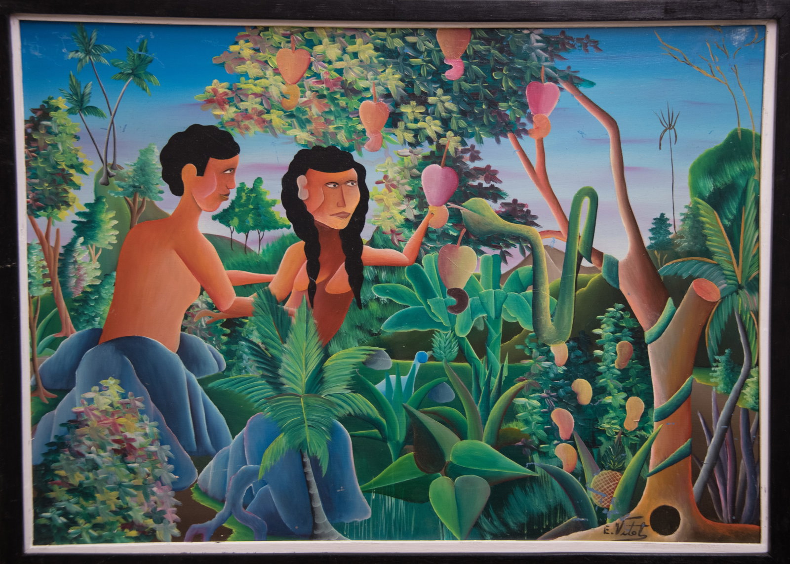 Adam and Eve Original Haitian Painting by Edouard Vital