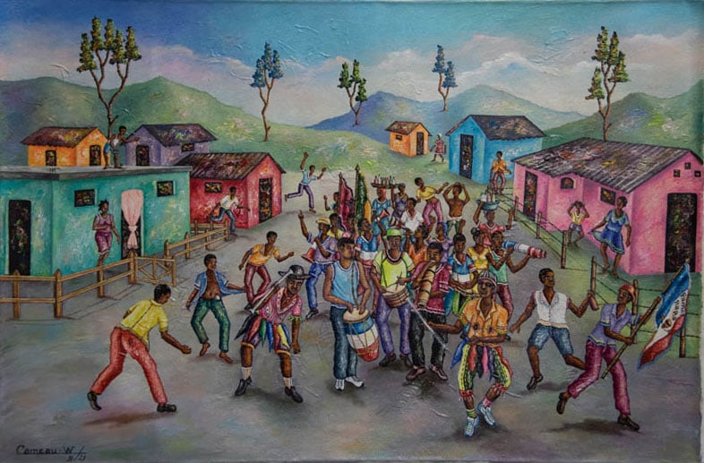 Family RaRa Original Haitian Painting by Widson Cameau