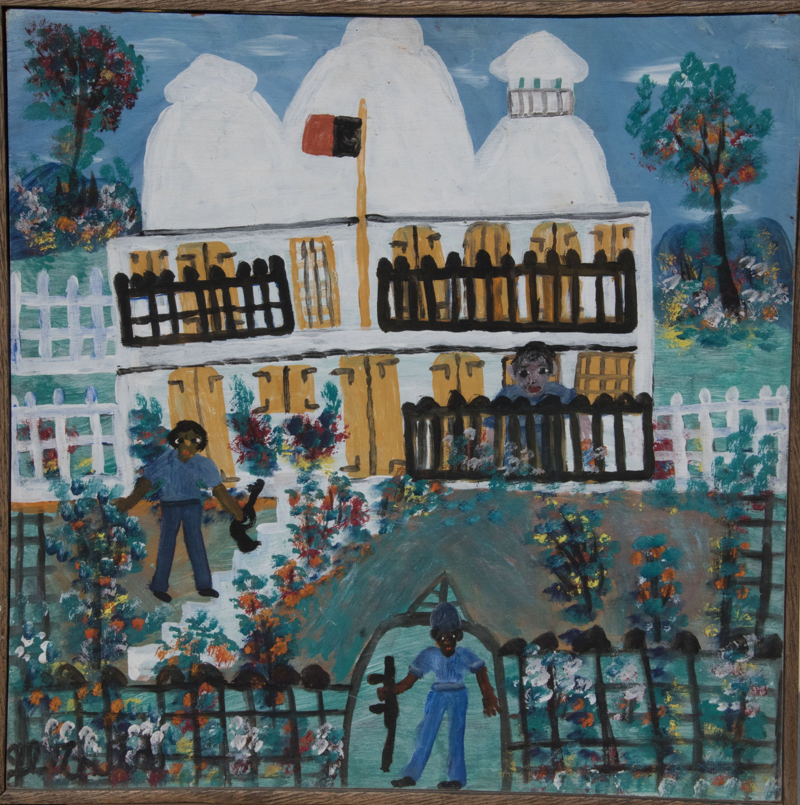 Military Barracks Original Haitian Painting by Gerard Fortune (1 of 1)