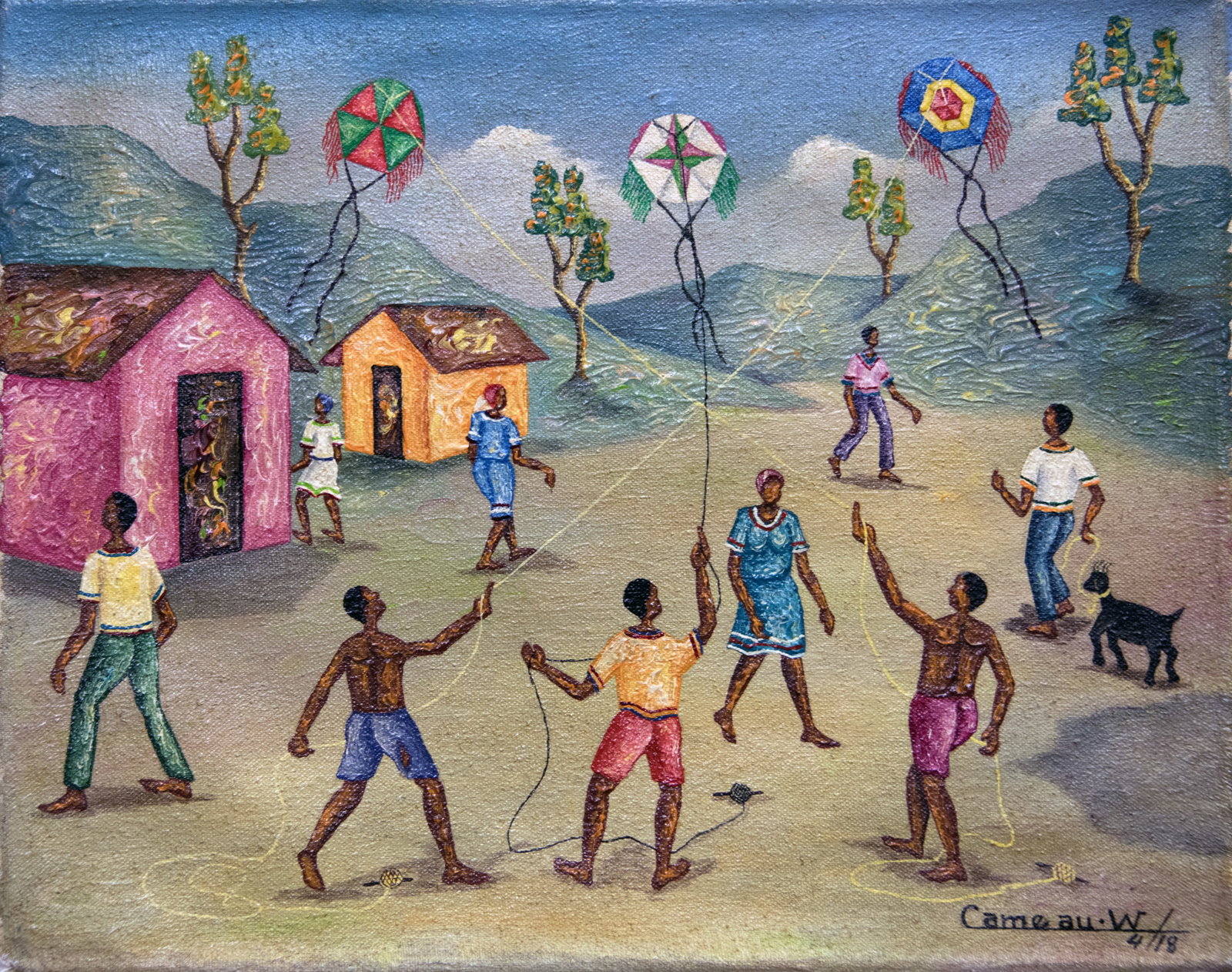 Flying Kites (WC) Original Haitian Painting by Widson Cameau (1 of 1)