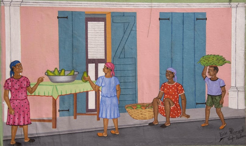 Figures with Fruit Original Haitian Painting by Eric Phanord (1 of 1)