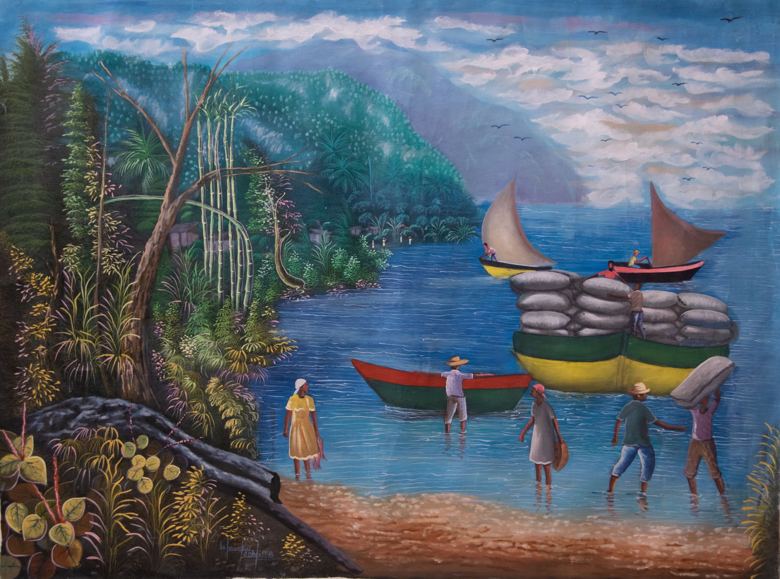 Orignial Haitian Painting by JeanPhilippe Lajeunesse Supply Boat (1 of 1)