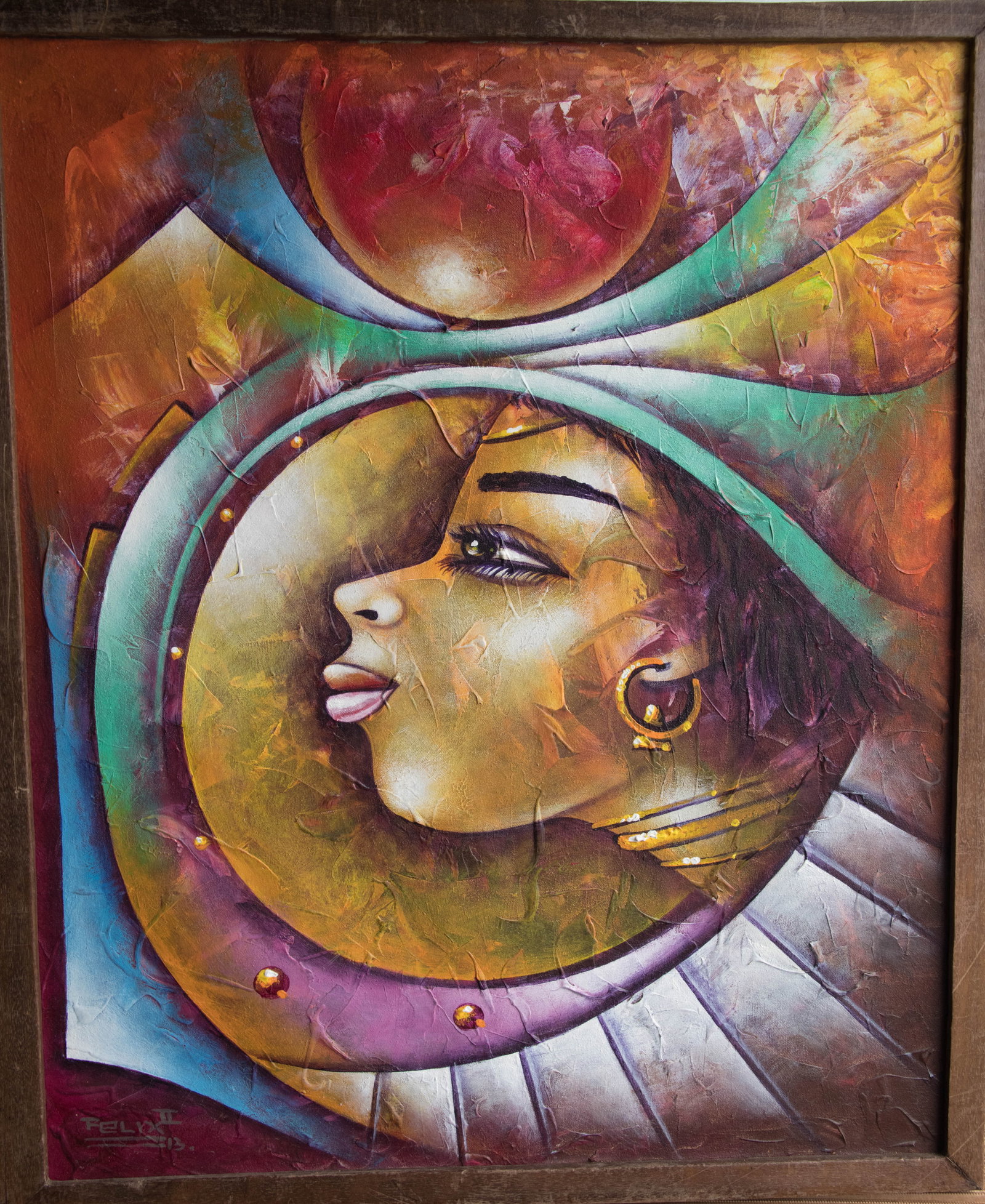 Lady with a Crystal Ball Original Haitian Painting by Feilx: Lady with a Crystal Ball Original Haitian Painting by Feilx Oil on Canvas