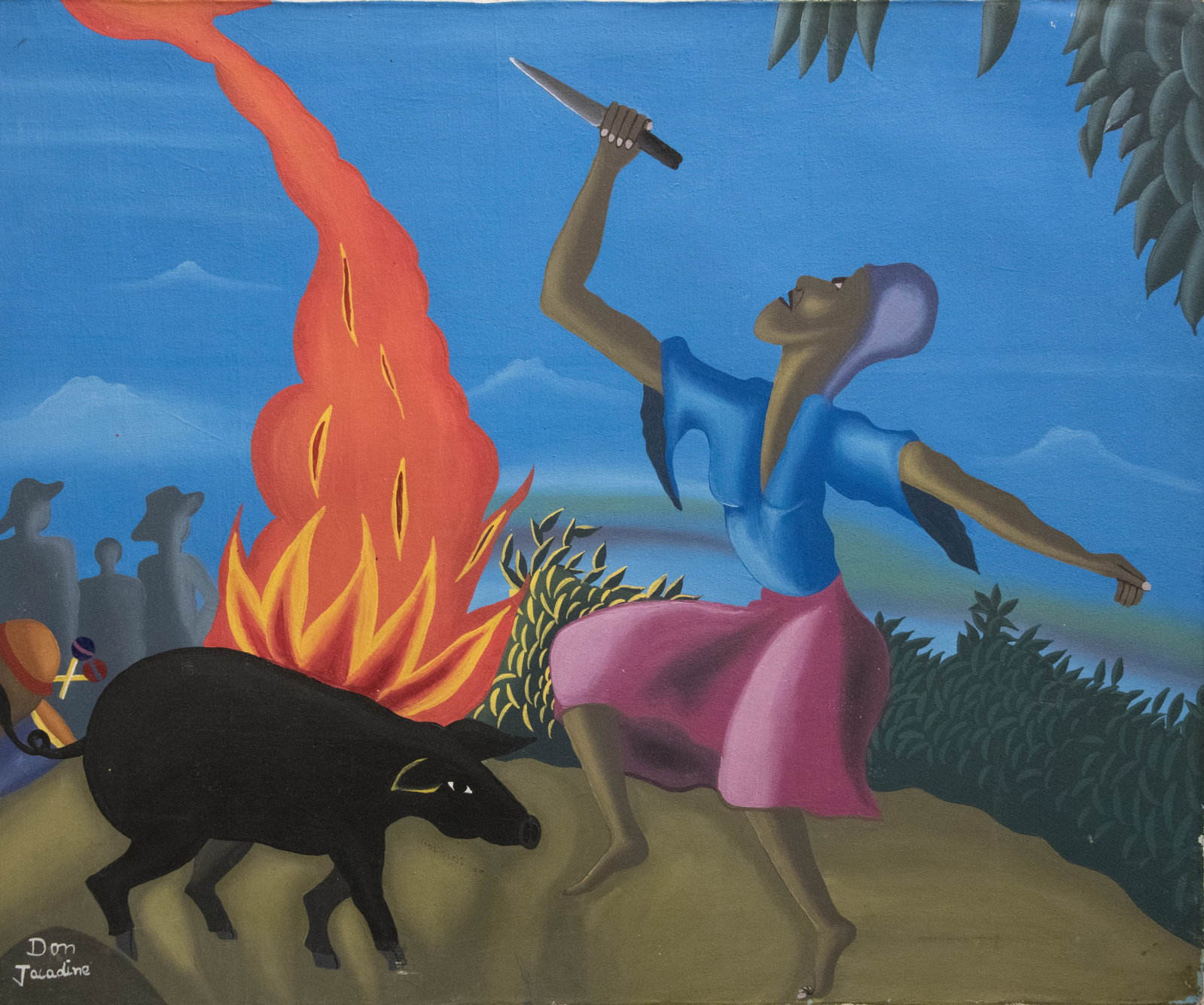 Hog Sacrifice Original Haitian Painting by Dom Jacadine (1 of 1)