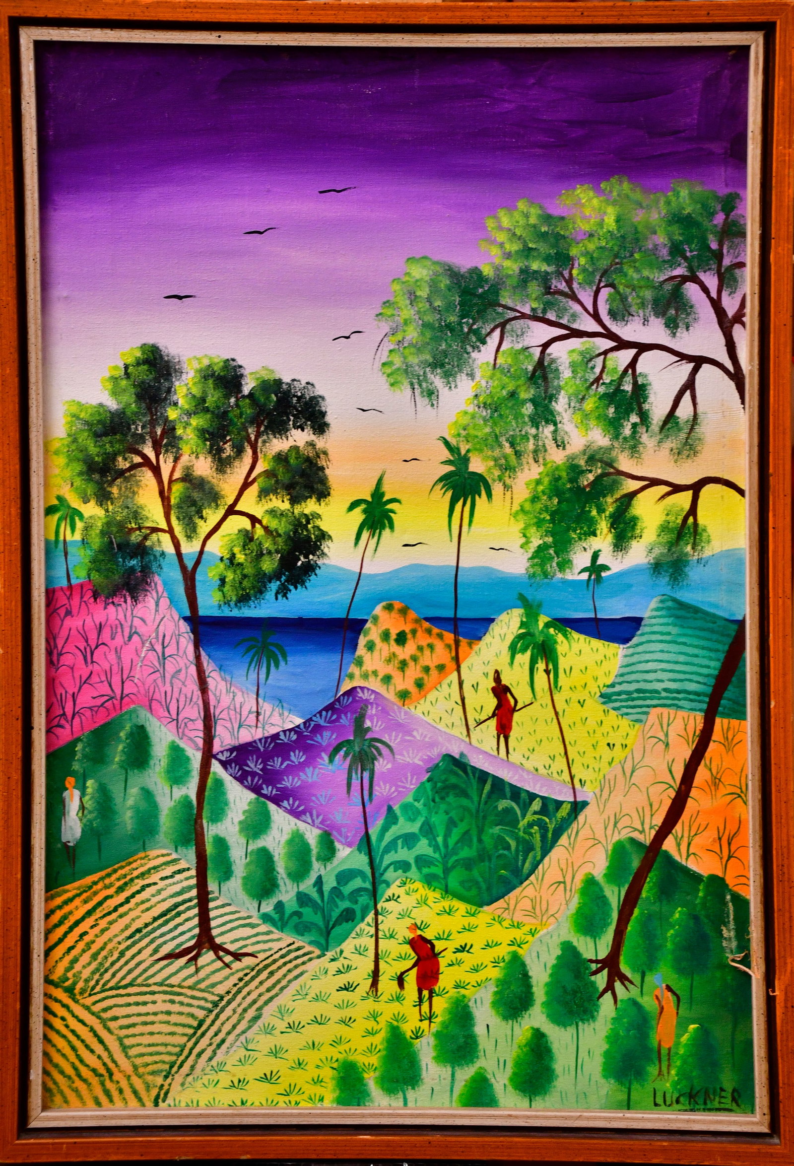 Modernist Village Scene Original Haitian Painting by Luckner (1 of 1)