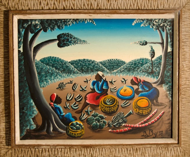 Banana Break Original Haitian Painting by Bourmond Byron (1 of 1)
